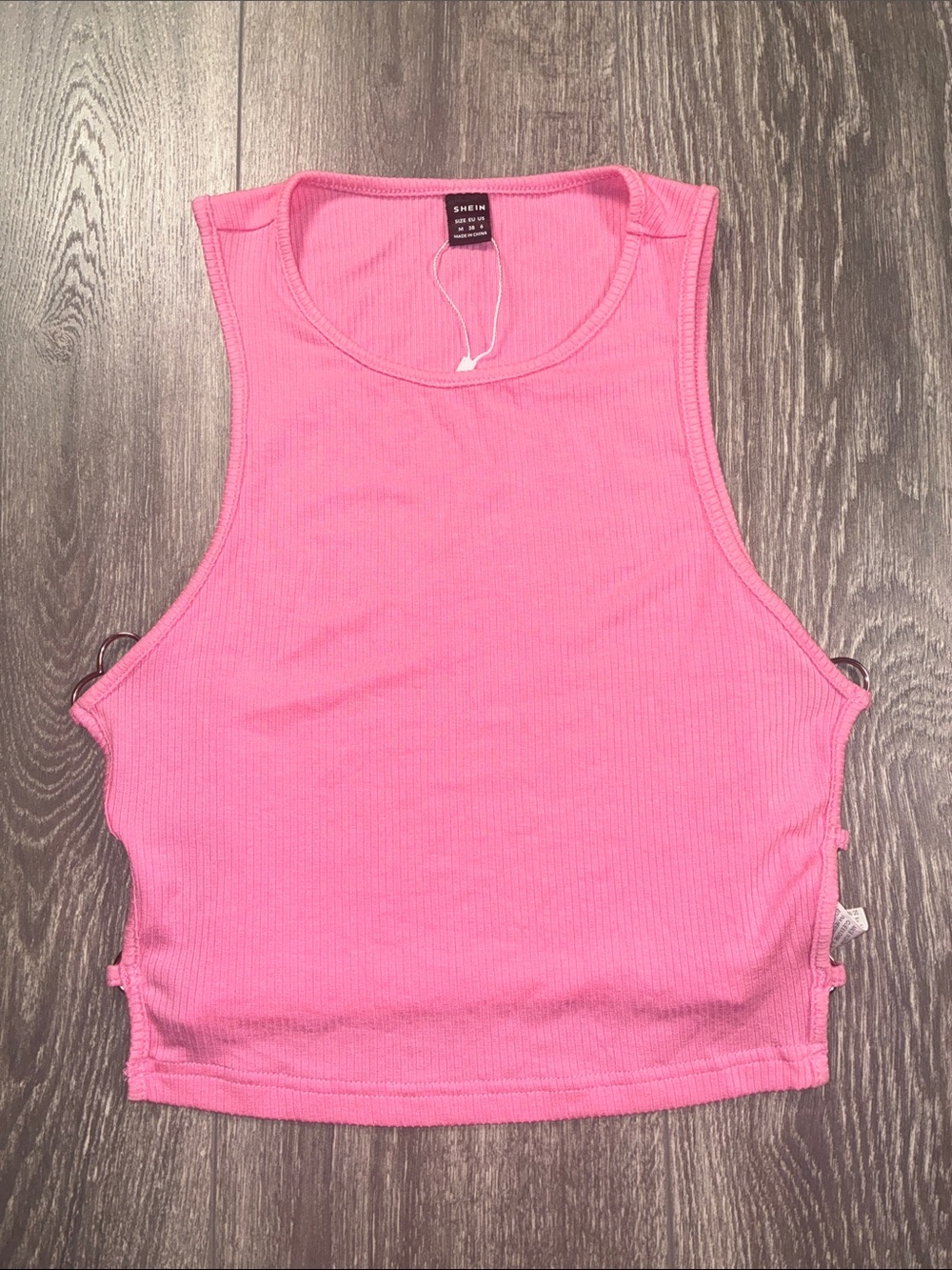 SHEIN Hot Pink Ribbed Side-Tie Crop Tank